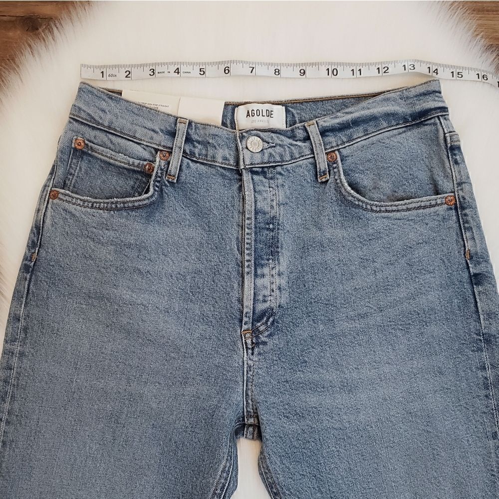 Agolde Riley High Rise Straight Leg Crop Denim Jeans In Whiplash NWT - Picture 6 of 11